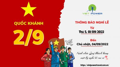 THÔNG BÁO NGHỈ LỄ QUỐC KHÁNH 2/9