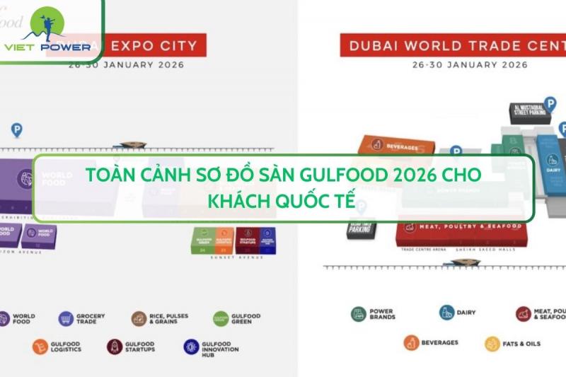 Toàn cảnh Sơ đồ sàn Gulfood 2026 cho khách quốc tế